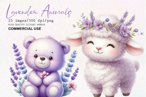 Download Cute Lavender Animals PNG Clipart - Lavender Collection