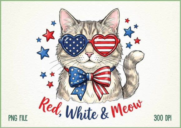 Download Red White and Meow Patriotic Cat PNG - Meow Collection