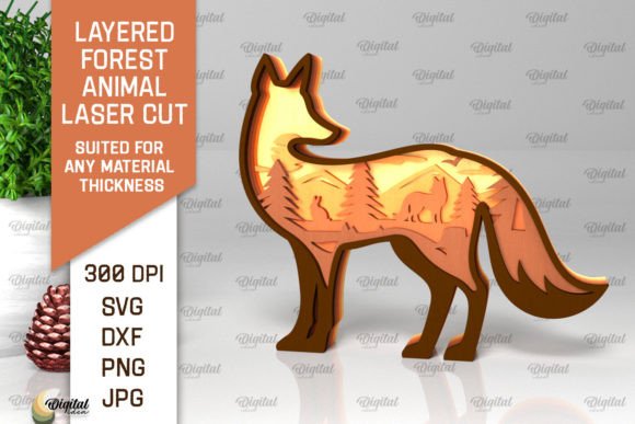 Download Layered Forest Fox Laser Cut - Forest fox Collection