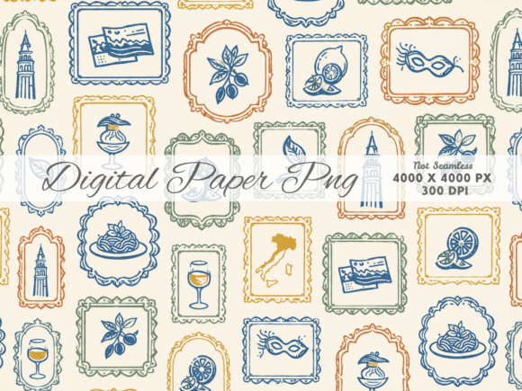 Download Blue Coastal Ephemera Digital Paper - Blue coastal Collection