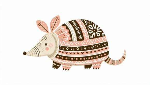 Download Cute Armadillo with Decorative Patterns - Decorative patterns Collection