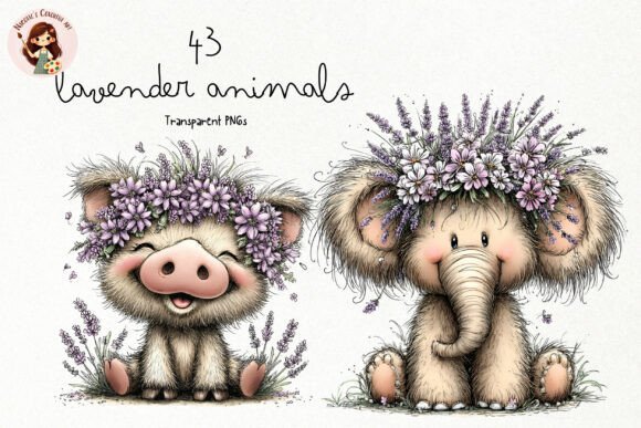 Download Cute Lavender Animals PNG Clipart - Lavender Collection