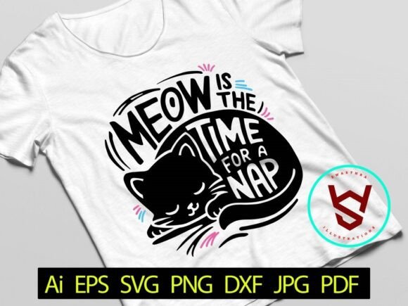 Download Meow is the Time for a Nap SVG Funny Cat - Meow Collection