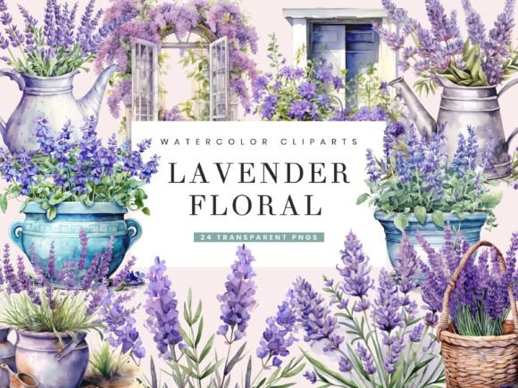 Download Watercolor Lavender Floral Clipart - Lavender Collection