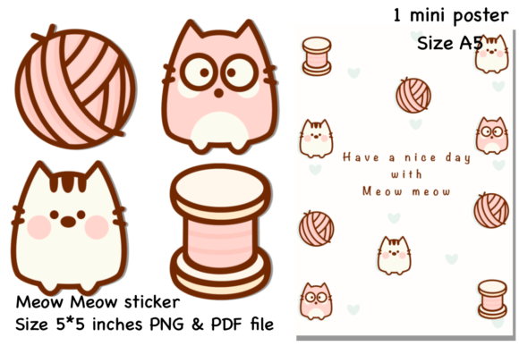 Download Meow Meow Sticker &amp; Mini Poster - Meow Collection