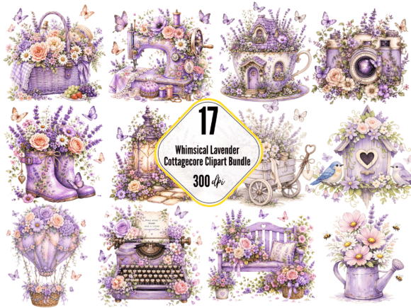 Download Whimsical Lavender Cottagecore Clipart - Lavender Collection