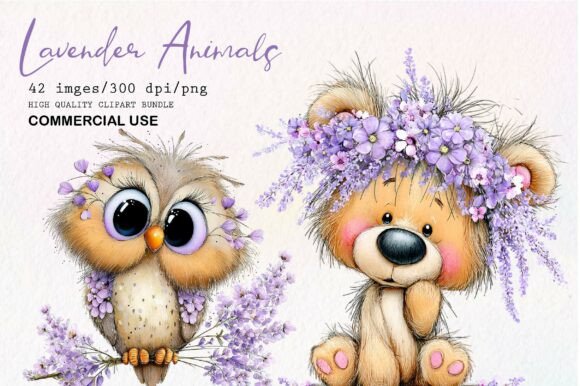 Download Cute Lavender Animals PNG Clipart - Lavender Collection