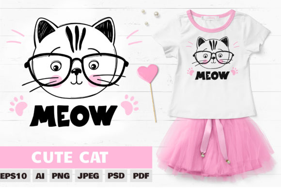 Download Cat with Glasses, Meow, Kitty Clipart - Meow Collection