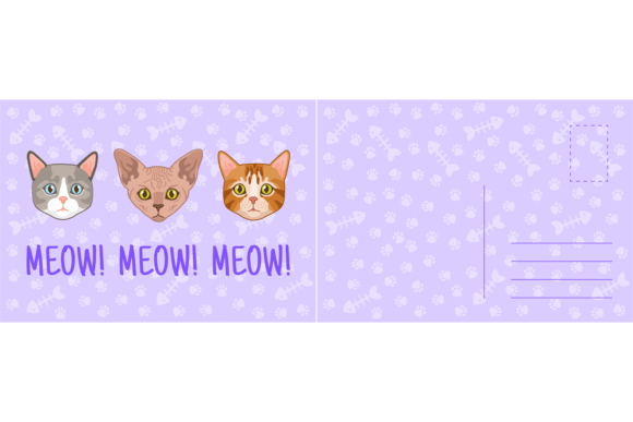 Download Meow Cat Card. Holiday Postcard with Fun - Meow Collection