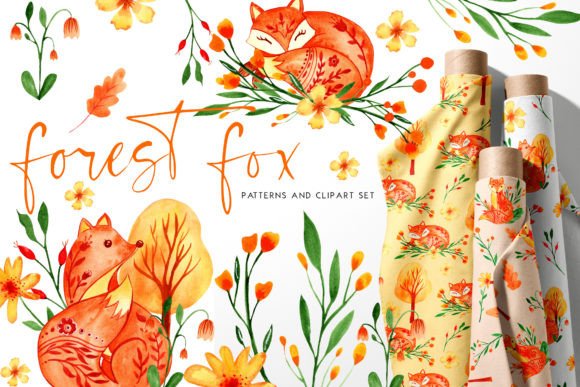 Download Forest Fox Digital Paper&amp;clipart - Forest fox Collection
