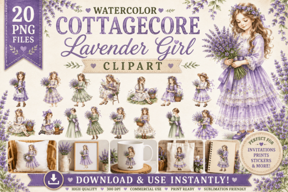 Download Cottagecore Lavender Girls Clipart - Lavender Collection