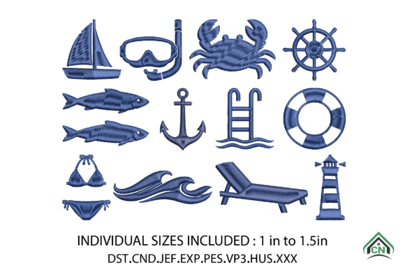 Download Blue Coastal Embroidery Bundle X 12 File - Blue coastal Collection