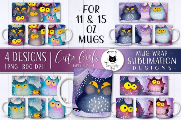 Download Funny Owl Mug Wraps | Animal Mug Designs - Premium Resources